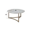 Aziz Sintered Stone Top Round Coffee Table with Curved Crossbar Metal Frame for Living Room - 2 of 4