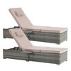 JUJABU Outdoor Rattan Chaise Lounges Set of 2 with Side Table, Adjustable Backrest and Cushions - 2 of 4