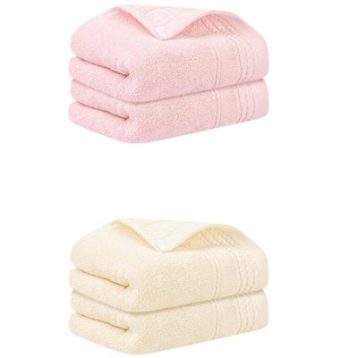 Unique Bargains Striped Pattern Soft Comfort Hand Towels for Bathroom Camp 4 Pcs 14" x 30"