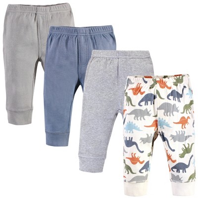 Touched by Nature Baby and Toddler Boy Organic Cotton Pants 4pk, Bold Dinosaurs, 0-3 Months