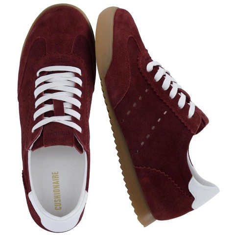 Женские кроссовки CUSHIONAIRE Tick Tock Women's Genuine Leather Lace-Up Casual Sneaker – Retro-Inspired Walking Shoe with Gum Rubber Outsole - Burgundy 6.5