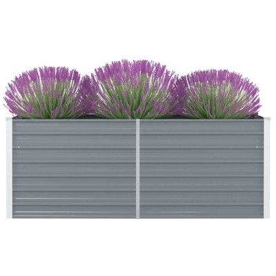 vidaXL Raised Garden Bed, Raised Flower Bed, Galvanized Steel Planter, Outdoor Planter for Patio Backyard Garden Vegetables Herbs, Gray