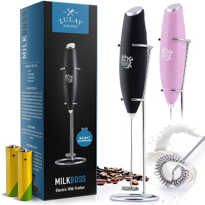 Zulay Kitchen Milk Boss Milk Frother Electric Foam Maker - Battery Operated Coffee Frother (Batteries Included)