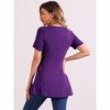 INSPIRE CHIC Women's Summer Front Knotted V Neck Short Sleeve Pullover Tunic Tops - 3 of 4