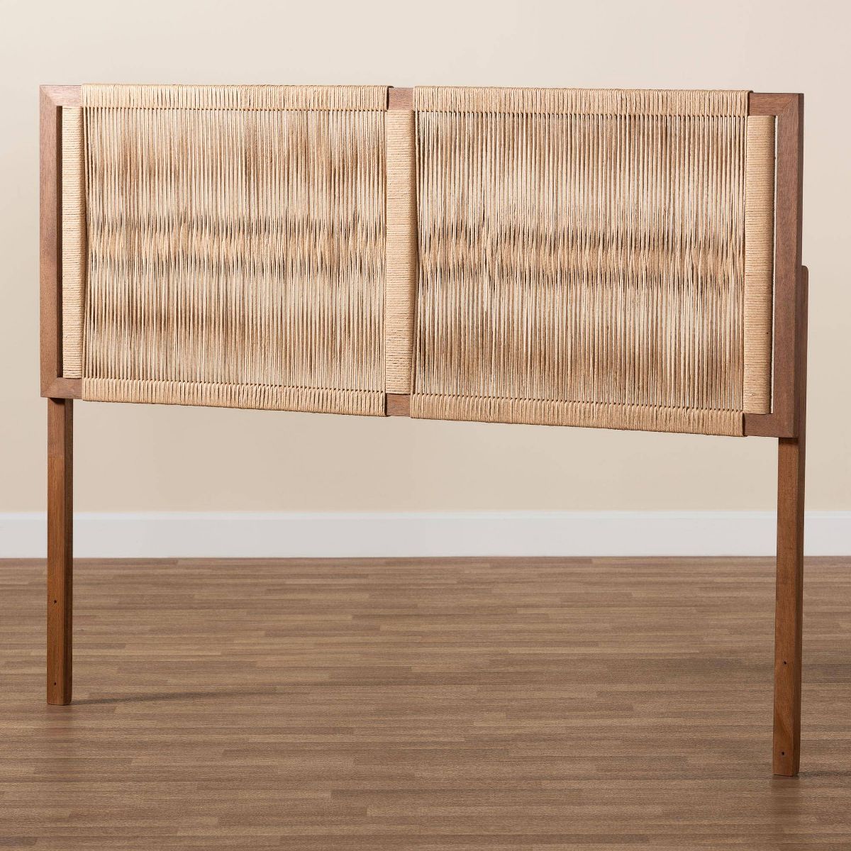 bali & pari Holitz Natural Rope Woven King Headboard Walnut Brown/Light Brown - thumbnail 6