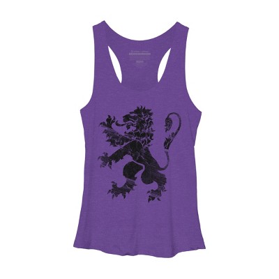 Women's Design By Humans Black Lion Rampant By Snazzygaz Racerback Tank Top