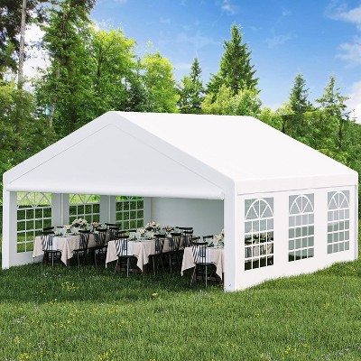 Premium Heavy Duty Party Tent, Large White Wedding Canopy with Removable Sidewalls, Includes 2 Storage Bags for Outdoor Events