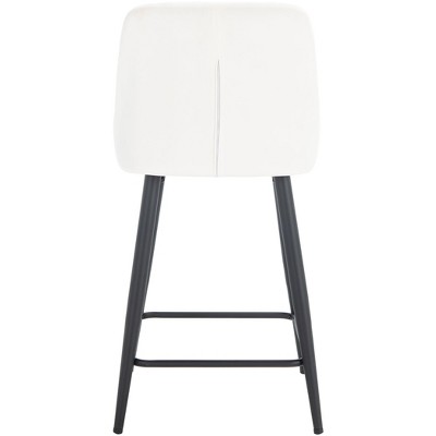 Ivory and Black Velvet Mid-Century Modern Counter Stool