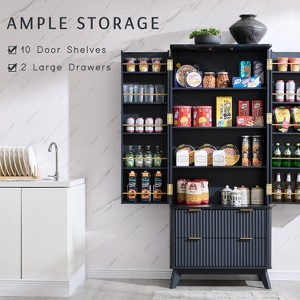 SinCiDo 72" Pantry Cabinet, Kitchen Pantry Storage Cabinet, with 10 Door Shelves & 2 Drawers, Wood Cupboard for Kitchen & Living Room - 1 of 4