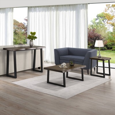Transitional Cherry and Ebony Wood Rectangular Cocktail Table