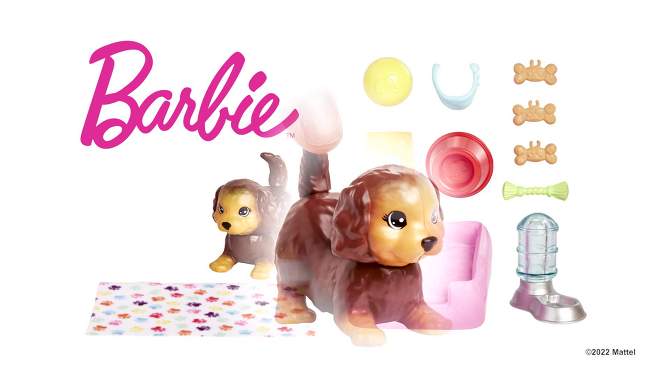 Barbie Pet and Accessories Set with Head-Nodding Puppy and 10+ Storytelling pc, 2 of 8, play video