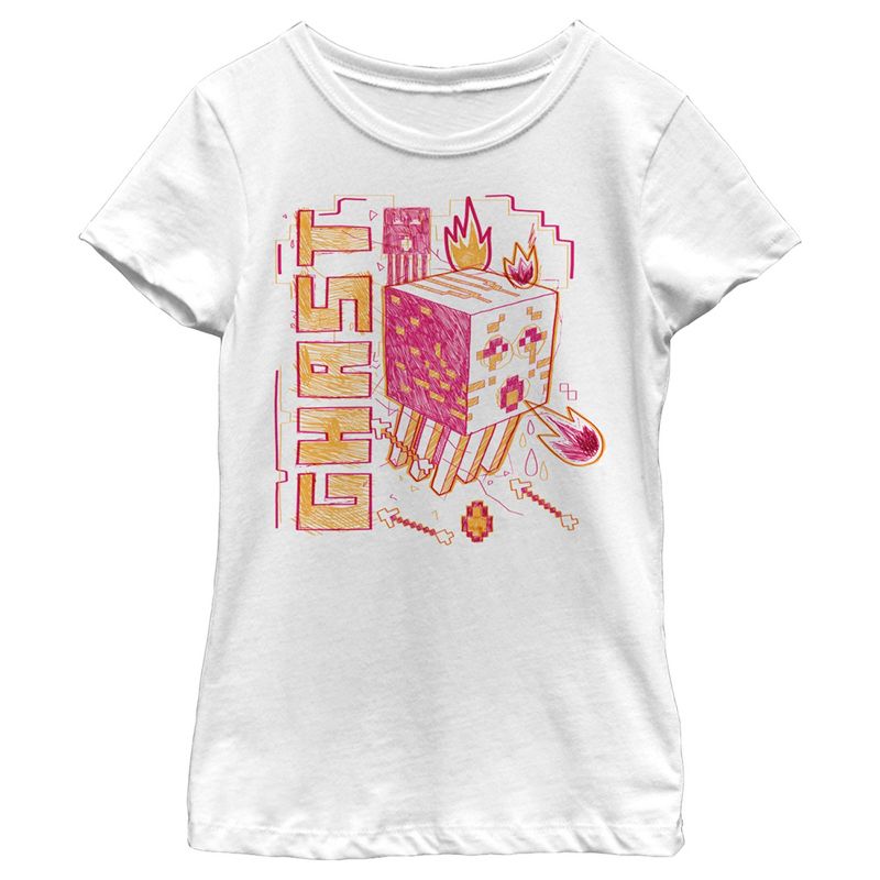 Girl's Minecraft Ghast Sketch T-Shirt, 1 of 5