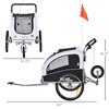 Kumasinova White Dog Bike Trailer,2-In-1 Pet Stroller with Canopy Storage Pockets,Quick Release Wheels,Hand-Lock Brake,44LB Capacity for Small Dogs - 3 of 4