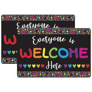 Smart Poly® Welcome Mat with Slip Resistant Backing, 15.5" x 23.5", Everyone is Welcome Here, Hearts, Pack of 2 - 1 of 3