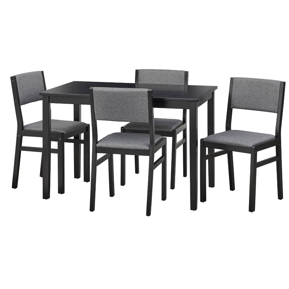 Photos - Dining Table 5pc Adler Rectangular Dining Set Black - Buylateral