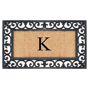A1HC Natural Rubber & Coir 18x30, Monogrammed Doormat For Outdoor Entrance, Anti-Shed Treated Mat - 1 of 4