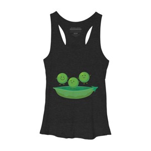 Women's Design By Humans Cute jumping peas in pod cartoon illustration By thefrogfactory Racerback Tank Top - 1 of 3