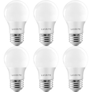 Luxrite A15 LED Bulb 40W Equivalent, 7W, 5000K Bright White, 600 Lumens Enclosed Fixture Rated, Dimmable Ceiling Fan Light Bulbs, E26 UL Listed 6 Pack - 1 of 4