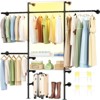Aheaplus 87-In Heavy-Duty Garment Rack with Wooden Shelves, Pipe Closet Organizer with 4 Hanging Rods - 2 of 4
