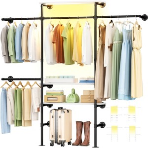 Besiost 87-In Heavy-duty Garment Rack with Storage Shelves, Wall-mounted Closet Organizer with 4 Hanging Rods - 1 of 4