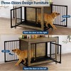 38" Wooden Dog Crate Furniture, Chew-Resistant Indoor Dog Kennel with Removable Tray & Wheels, Decorative Dog House Side Table for Small/Medium Dogs - 4 of 4
