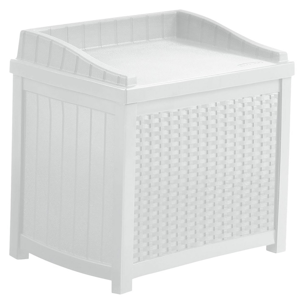 UPC 044365021010 product image for Resin Wicker Storage Seat 22 Gallon White - White - Suncast | upcitemdb.com