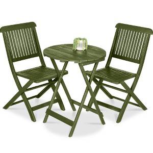 Best Choice Products 3-Piece Acacia Wood Bistro Set, Folding Patio Furniture w/ 2 Chairs, Table - 1 of 4