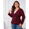 Coolmee Womens Plus Size Casual Blazers Collarless Long Sleeve Work Office Suit Jackets Open Front Peplum Blazers - 4 of 4