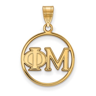 Black Bow Jewelry 14k Yellow Gold Plated Sterling Silver Phi Mu Greek Life Medium Pendant
