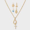 14K Gold Dipped Cubic Zirconia Pendant Charm Necklace Set 5pc - A New Day™ Gold - 3 of 4