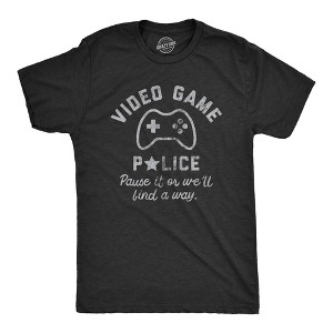 Mens Video Game Police T Shirt Funny Video Gamer Controller Joke Tee For Guys - Crazy Dog Men's T Shirt - 1 of 4