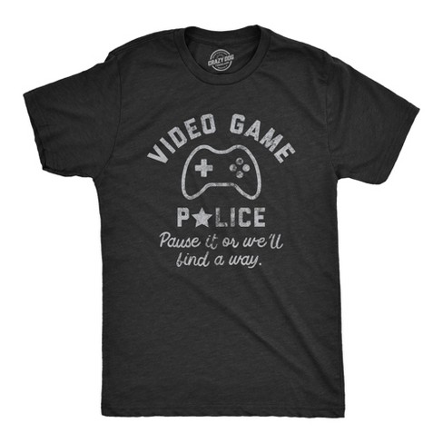 Mens Video Game Police T Shirt Funny Video Gamer Controller Joke Tee For Guys - Crazy Dog Men's T Shirt - image 1 of 4