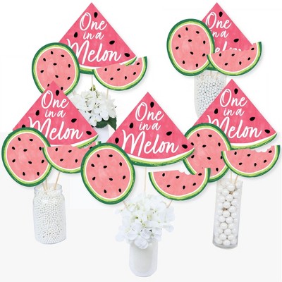 Big Dot of Happiness Sweet Watermelon - Fruit Party Centerpiece Sticks - Table Toppers - Set of 15