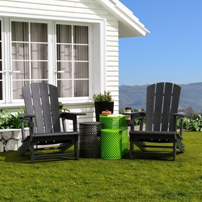 FONTOI Patio Accent Chair, Adirondack Chairs with Handles, Backyard Chairs Set of 2 for Travel Camp Garden Beach, Black, 31.4"*36.4"*29.6"