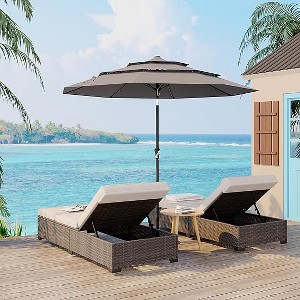 3 Tiers Heavy Duty Patio Umbrella,Outdoor Market Table Umbrellas  , Market Umbrella Outdoor with Ventilation and Hand Crank - 1 of 4