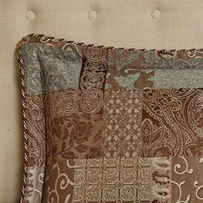 Brown Queen Chenille Jacquard Patchwork Comforter Set