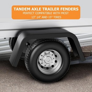 Heavy Duty Trailer Fenders 2-Pack - 14 Gauge Steel Universal Fit for Single Axle Boat Trailers with 14"-16" Tires - 1 of 4