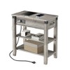 Flip-Top Side Table with USB Ports, Outlets, Drawer and Storage Shelves, Compact Nightstand for Bedroom, Space-Saving Design - 4 of 4