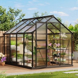 6*8FT Greenhouses for Outdoors,Walk-in Green House with Quick Setup Structure, Roof Vent, Push-Pull Lockable Door, for Garden Backyard, Patio, Lawn - 1 of 4