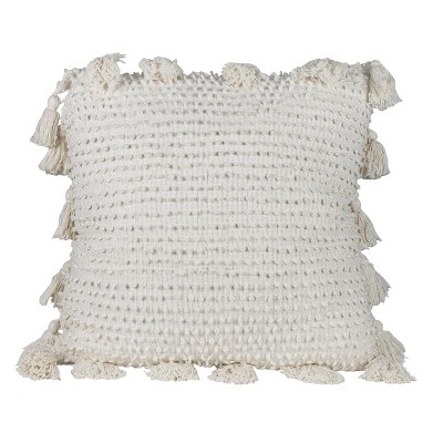 Pulled Knot White 24X24 Hand Woven Filled Pillow - Foreside Home & Garden