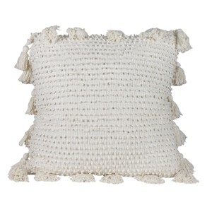 Pulled Knot White 24X24 Hand Woven Filled Pillow - Foreside Home & Garden - 1 of 4
