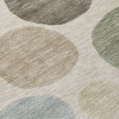 HomeRoots 5' X 8' Khaki Fern Green And Teal Blue Geometric Washable Indoor Outdoor Area Rug