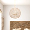 Maxax 11.8" 3-Light Gold Rattan Chandelier, Boho Farmhouse Pendant Light for Bedroom Living Room Nook - 2 of 4