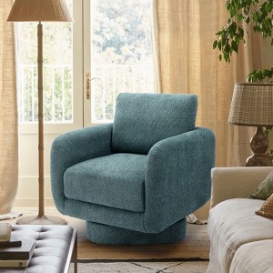 Lirago Teal Swivel Accent Chair for Living Room 32 Inches Wide with Plush Back Pillow Modern Sofa Corner Barrel Chair - 1 of 4