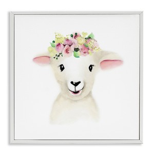 Stupell Industries Baby Lamb Sheep Flower Crown, 12" x 12" - 1 of 4