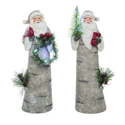 Transpac Resin 13 in. Multicolor Christmas Look Santa Set of 2