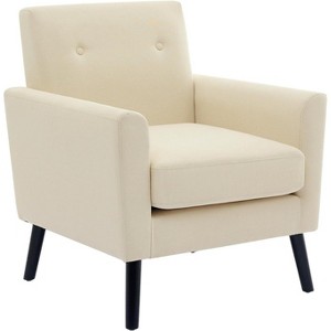 Mid-Century Modern Accent Chair, Premium Linen Upholstery, 350lb Capacity, Ergonomic Design, 15-Min Assembly - 1 of 4