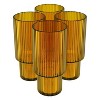 American Atelier Vintage Art Deco 11 oz. Fluted Drinking Glasses Set of 4, Unique Cups for Weddings, Cocktails or Bar, Ribbed Glass Cup, Amber - 3 of 4