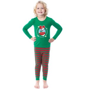 Peanuts Christmas Dear Santa Tight Fit Cotton Matching Family Pajama Set Green - 1 of 4