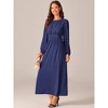 INSPIRE CHIC Women's Crewneck Lantern Long Sleeves A-Line Pleated Chiffon Maxi Formal Dress - 2 of 4